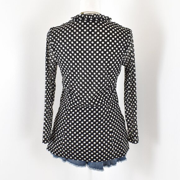 VTG 00s Y2K INC International Concepts Black & White Polka Dot 3/4 Sleeve Blouse - Picture 3 of 9